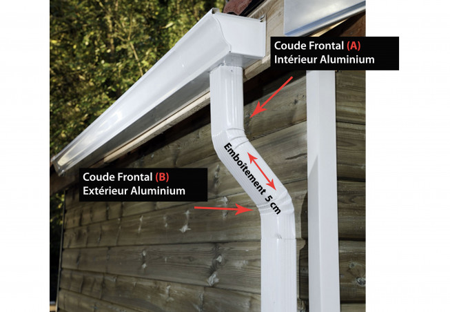 Coude frontal (B) extérieur aluminium blanc