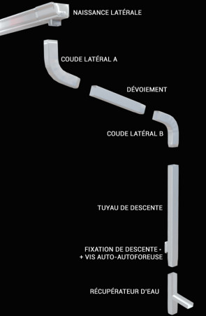 Coude latéral (B) extérieur aluminium blanc